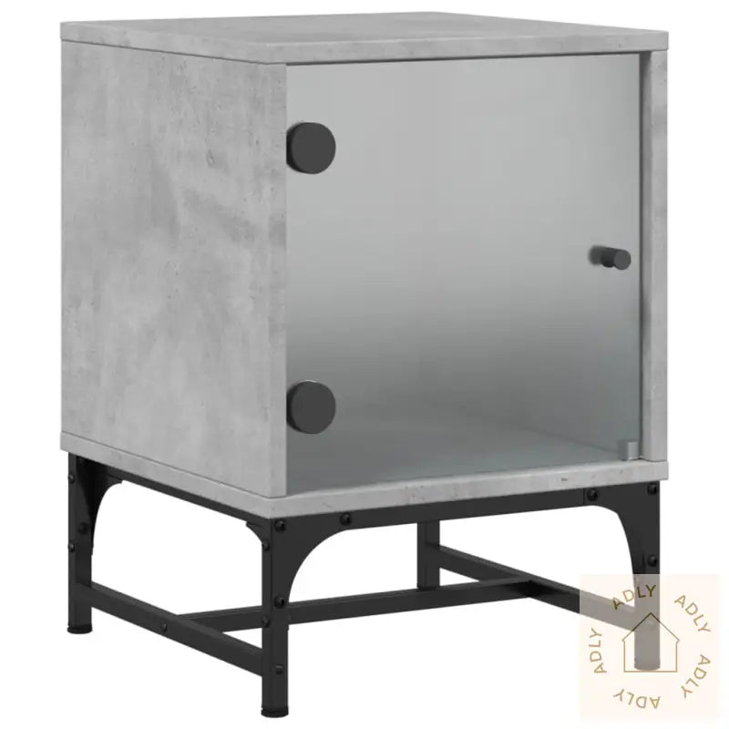 Nattbord Med Glassdører 2 Stk Betonggrå 35X37X50 Cm