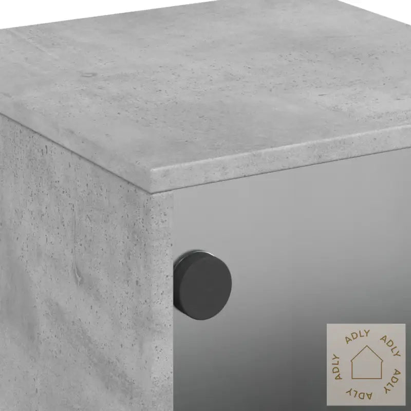 Nattbord Med Glassdører 2 Stk Betonggrå 35X37X50 Cm