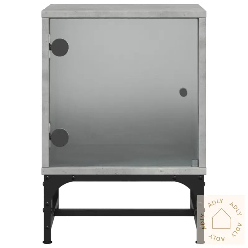 Nattbord Med Glassdører 2 Stk Betonggrå 35X37X50 Cm
