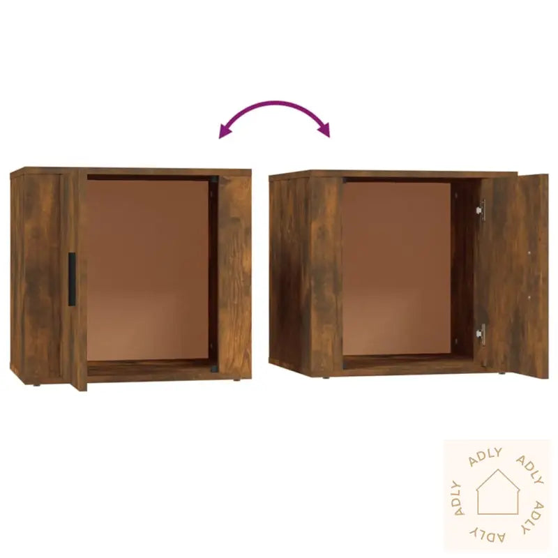 Nattbord 2 Stk Røkt Eik 50X39X47 Cm