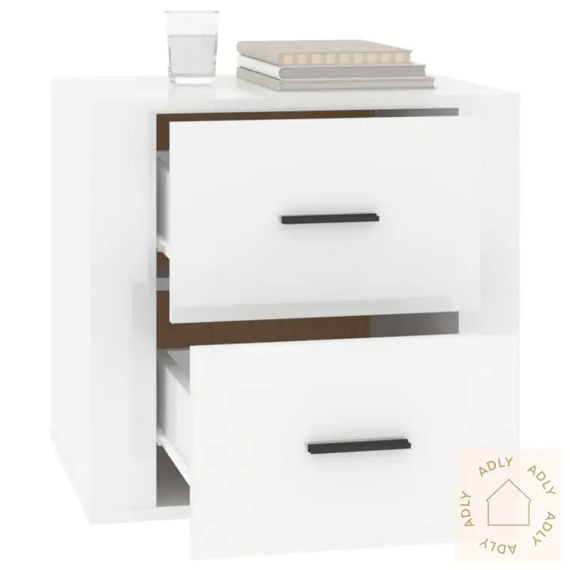 Nattbord Høyglans Hvit 50X39X47 Cm
