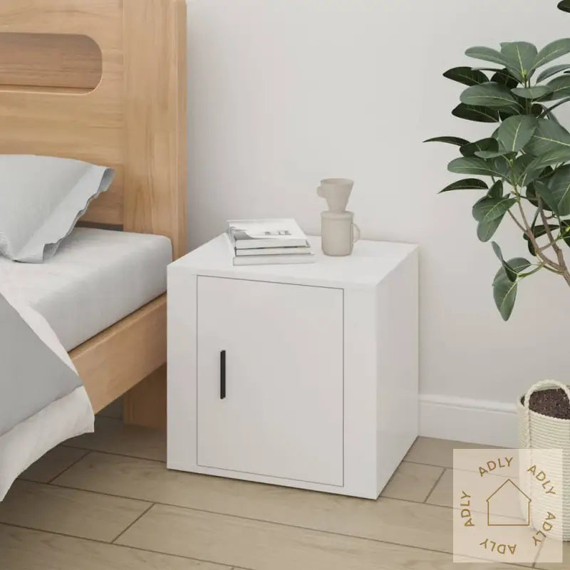 Nattbord 2 Stk Høyglans Hvit 50X39X47 Cm