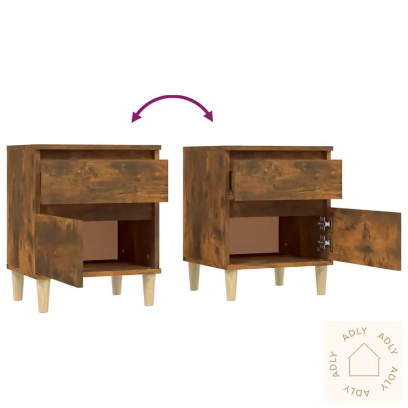 Nattbord 2 Stk Røkt Eik 40X35X50 Cm