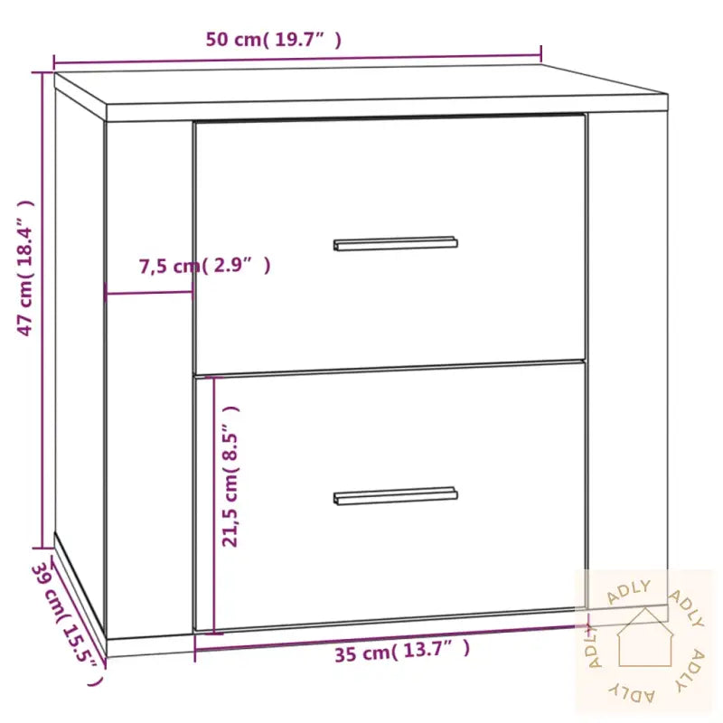 Nattbord Svart 50X39X47 Cm