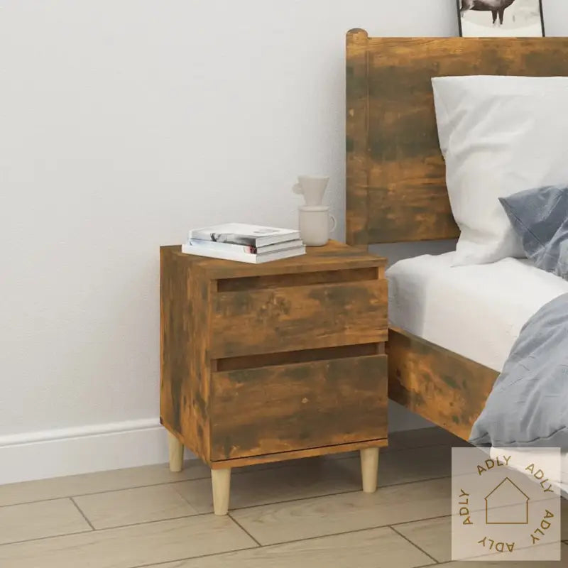 Nattbord 2 Stk Røkt Eik 40X35X50 Cm