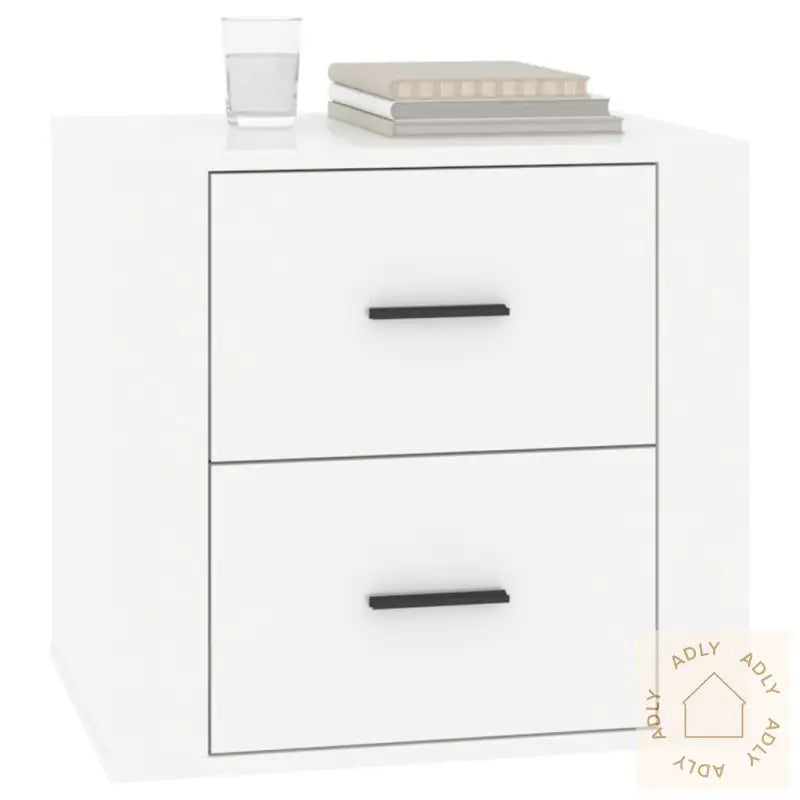 Nattbord Høyglans Hvit 50X39X47 Cm