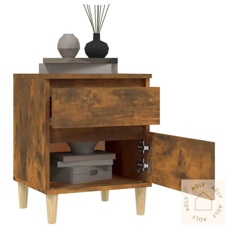 Nattbord 2 Stk Røkt Eik 40X35X50 Cm