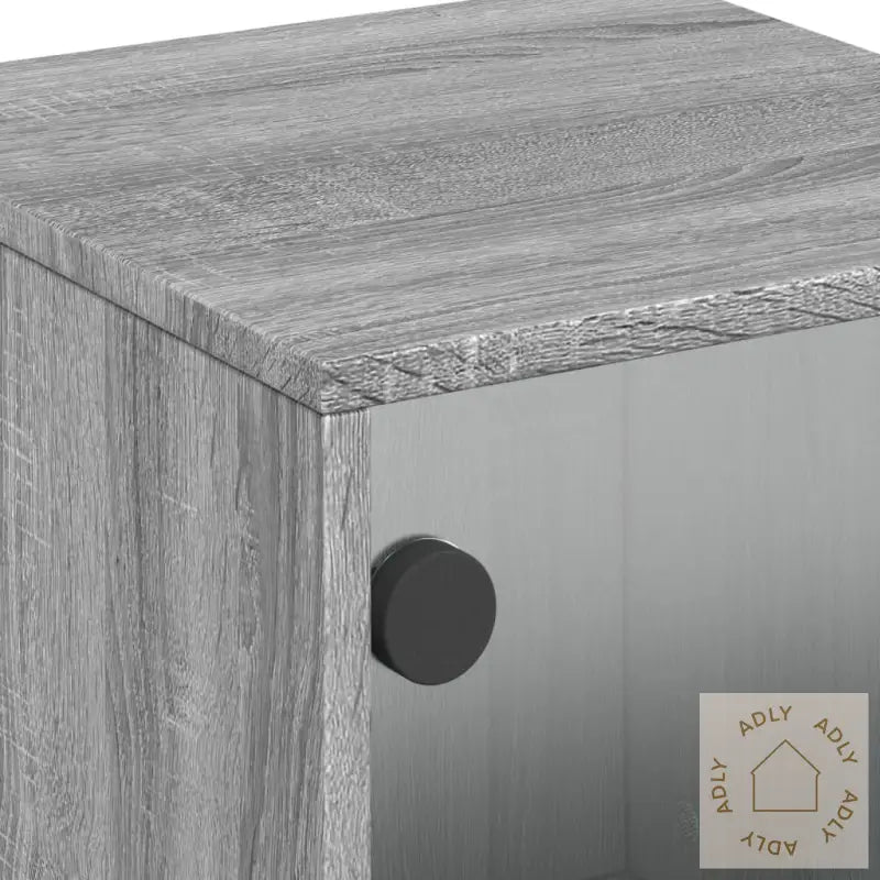 Nattbord Med Glassdører 2 Stk Grå Sonoma 35X37X50 Cm