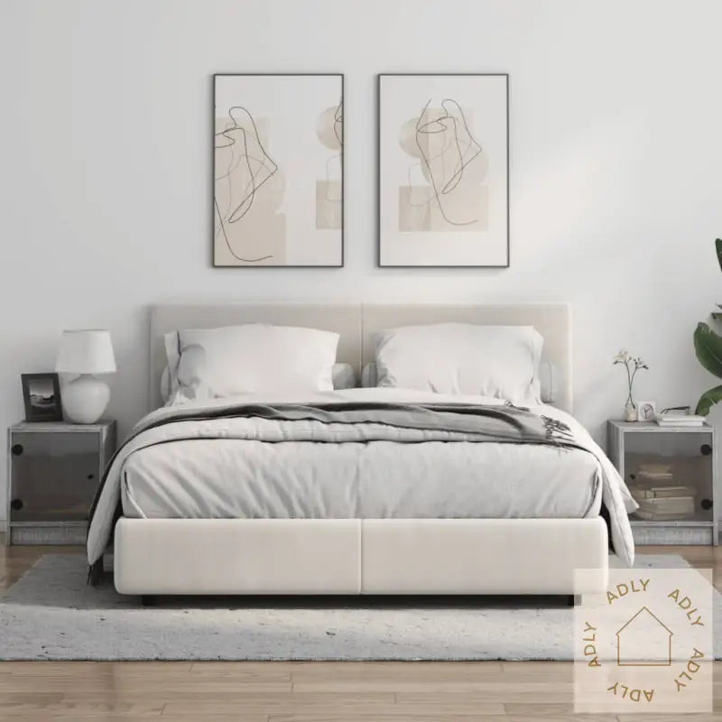 Nattbord Med Glassdører 2 Stk Grå Sonoma 35X37X42 Cm