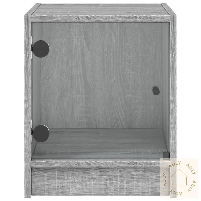 Nattbord Med Glassdører 2 Stk Grå Sonoma 35X37X42 Cm