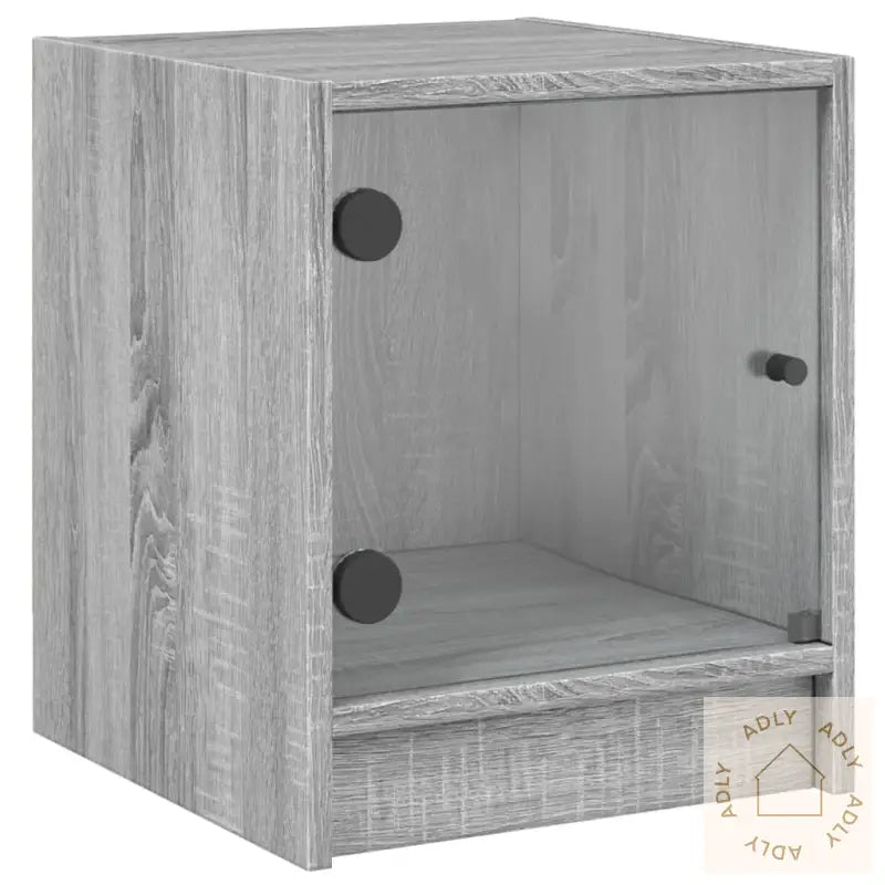 Nattbord Med Glassdører 2 Stk Grå Sonoma 35X37X42 Cm