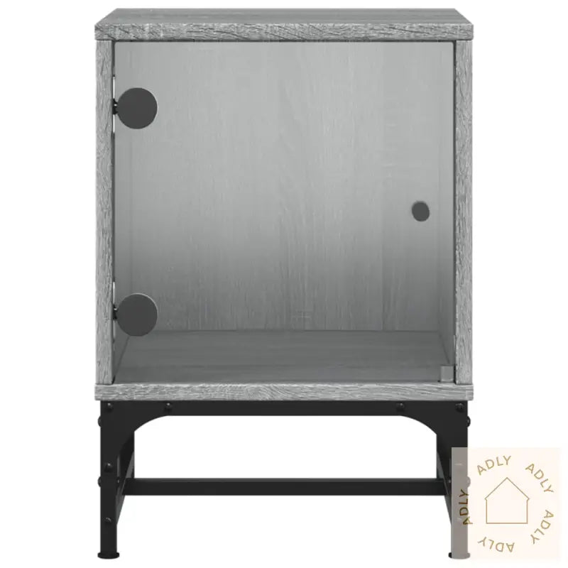 Nattbord Med Glassdører 2 Stk Grå Sonoma 35X37X50 Cm