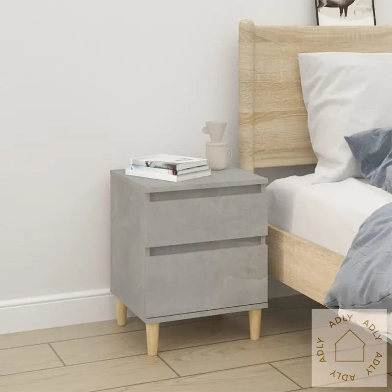 Nattbord 2 Stk Betonggrå 40X35X50 Cm