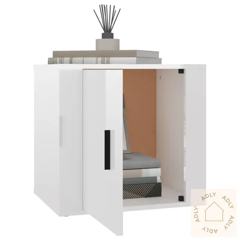 Nattbord Høyglans Hvit 50X39X47 Cm