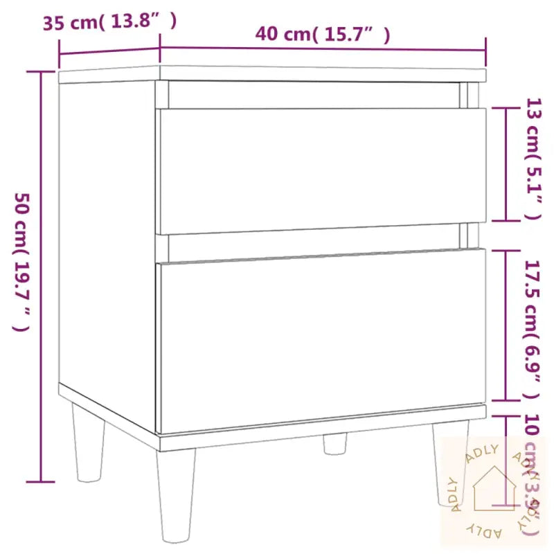 Nattbord 2 Stk Hvit 40X35X50