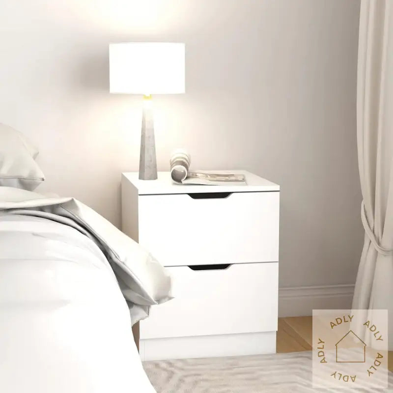 Nattbord 2 Stk Hvit 40X40X50 Cm Konstruert Tre