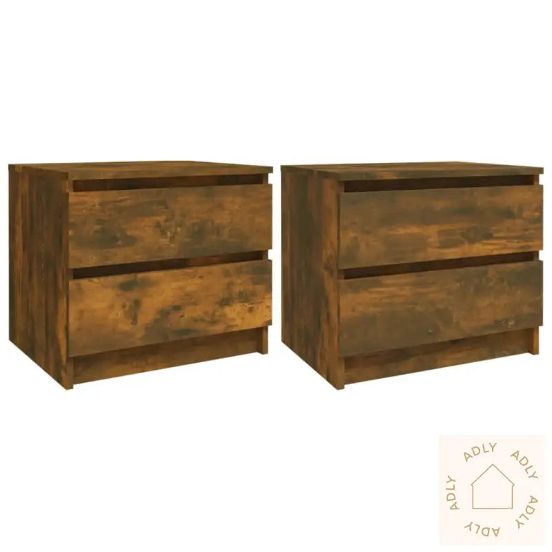 Nattbord 2 Stk Røkt Eik 50X39X43,5 Cm Konstruert Tre