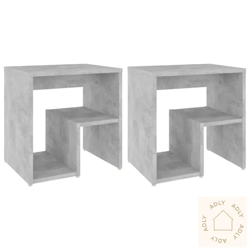Nattbord 2 Stk Betonggrå 40X30X40 Cm Konstruert Tre