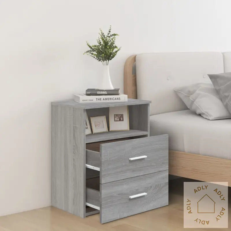 Nattbord 2 Stk Grå Sonoma 50X32X60 Cm