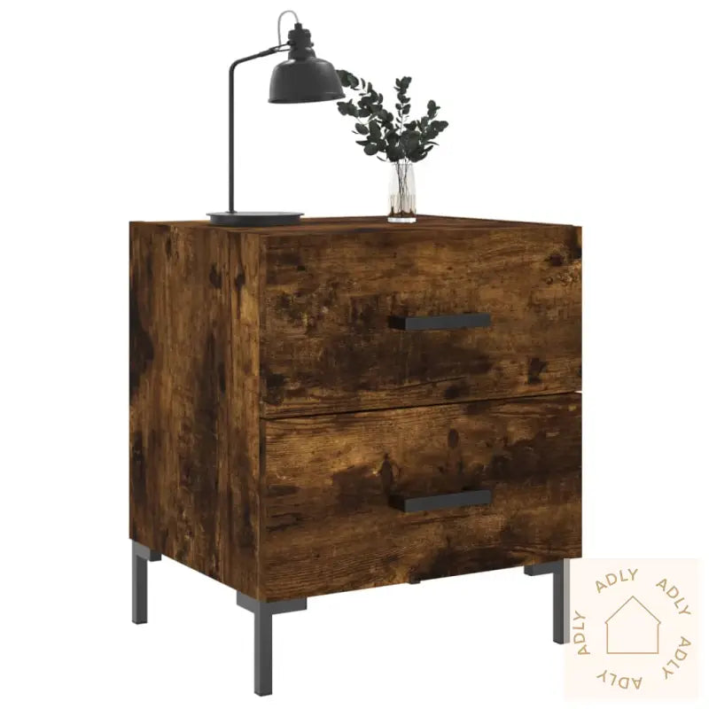 Nattbord 2 Stk Røkt Eik 40X35X47,5 Cm Konstruert Tre