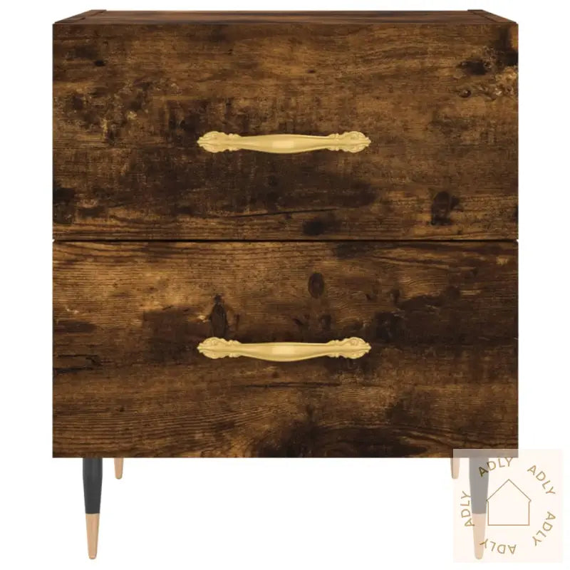 Nattbord 2 Stk Røkt Eik 40X35X47,5 Cm Konstruert Tre