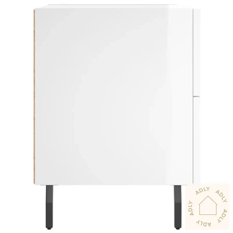 Nattbord 2 Stk Høyglans Hvit 40X35X47,5 Cm Konstruert Tre