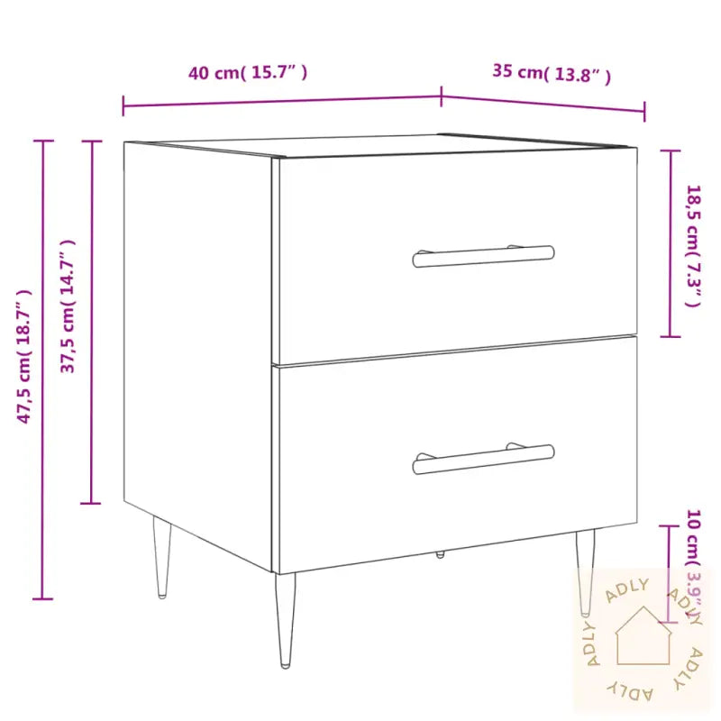Nattbord Hvit 40X35X47,5 Cm Konstruert Tre