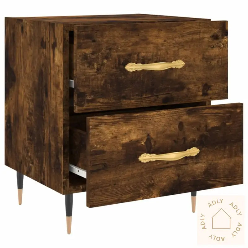 Nattbord 2 Stk Røkt Eik 40X35X47,5 Cm Konstruert Tre