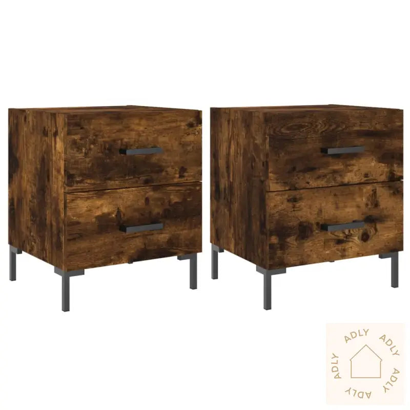 Nattbord 2 Stk Røkt Eik 40X35X47,5 Cm Konstruert Tre