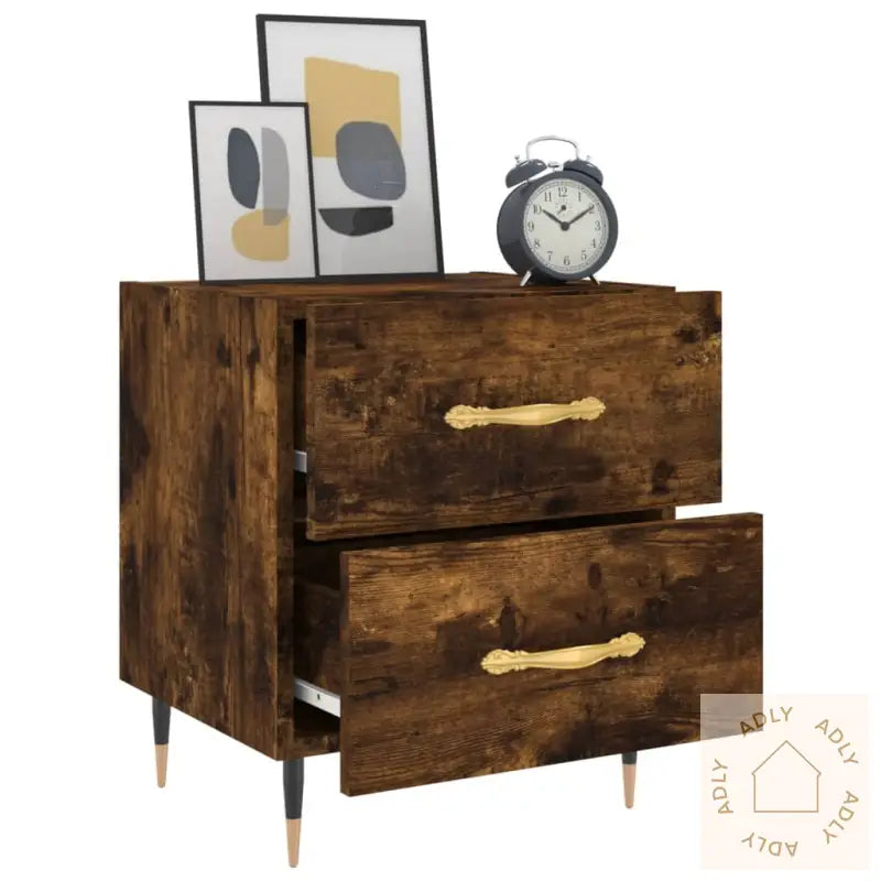 Nattbord 2 Stk Røkt Eik 40X35X47,5 Cm Konstruert Tre