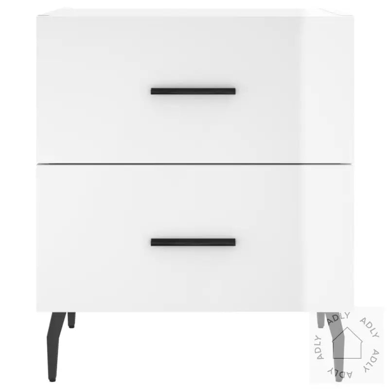 Nattbord 2 Stk Høyglans Hvit 40X35X47,5 Cm Konstruert Tre