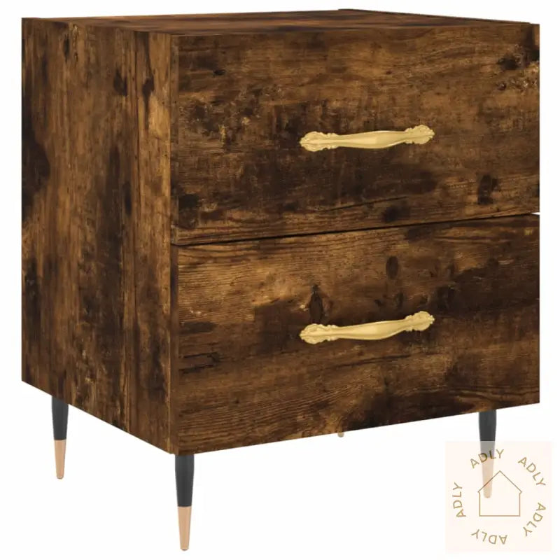 Nattbord 2 Stk Røkt Eik 40X35X47,5 Cm Konstruert Tre