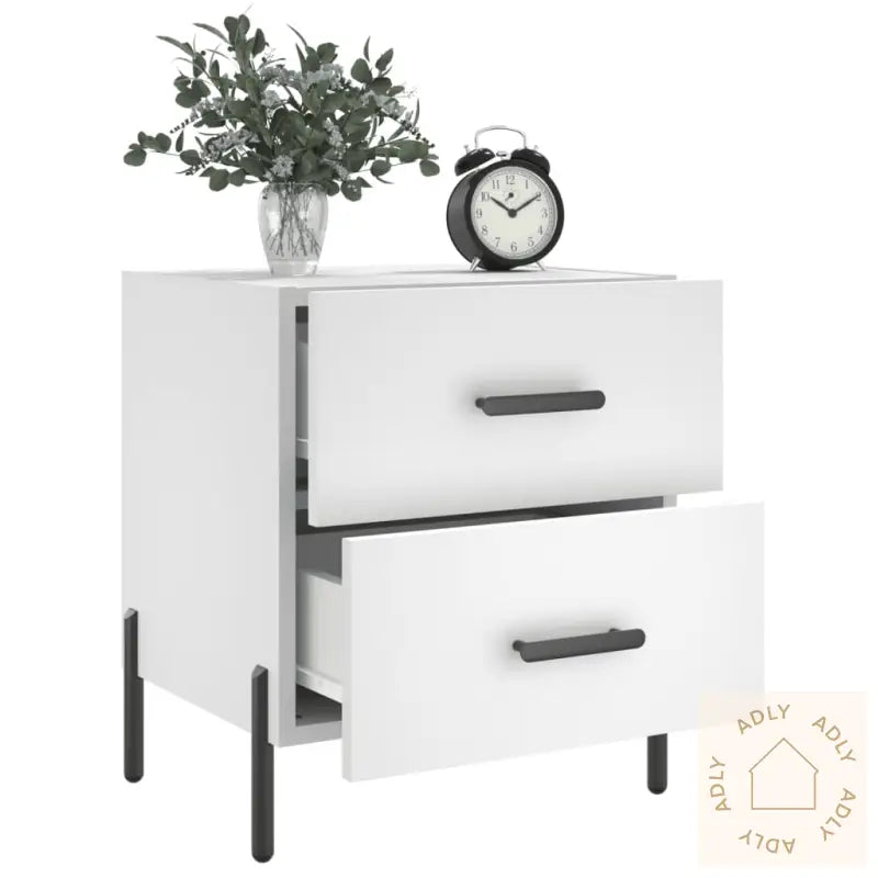 Nattbord 2 Stk Hvit 40X35X47,5 Cm Konstruert Tre