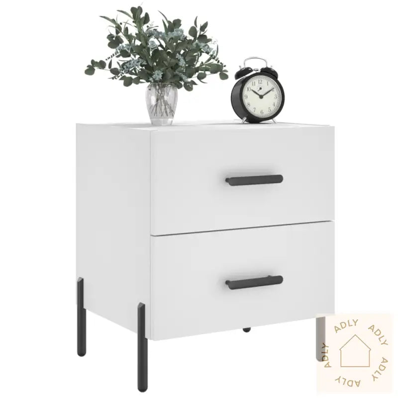 Nattbord 2 Stk Hvit 40X35X47,5 Cm Konstruert Tre