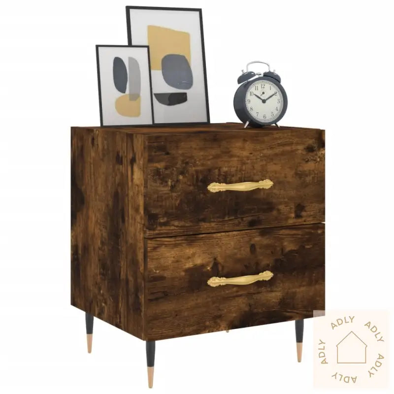 Nattbord 2 Stk Røkt Eik 40X35X47,5 Cm Konstruert Tre