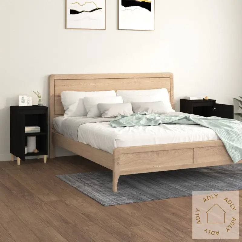 Nattbord 2 Stk Svart 40X35X70 Cm Konstruert Tre