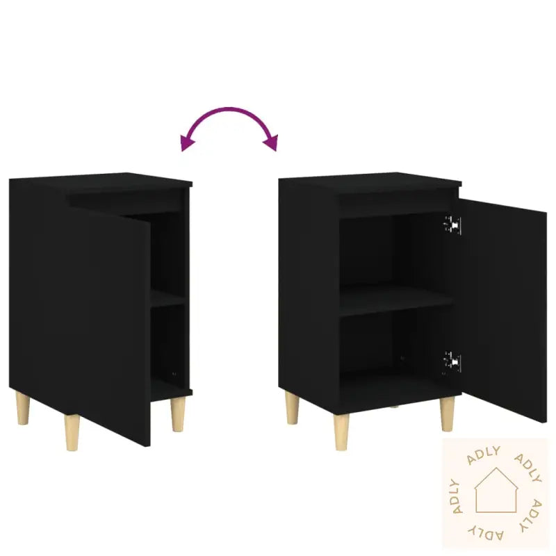 Nattbord 2 Stk Svart 40X35X70 Cm Konstruert Tre