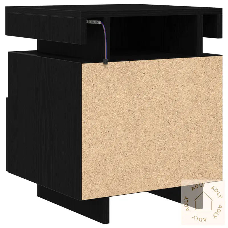 Nattbord Med Led-Lamper 2 Stk Svart Eik 40X39X48,5 Cm