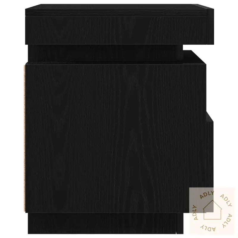 Nattbord Med Led-Lamper 2 Stk Svart Eik 40X39X48,5 Cm