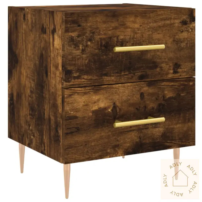 Nattbord 2 Stk Røkt Eik 40X35X47,5 Cm Konstruert Tre