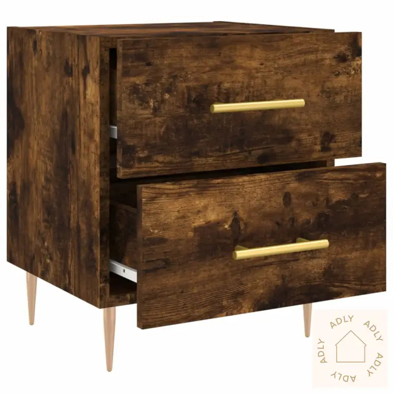 Nattbord 2 Stk Røkt Eik 40X35X47,5 Cm Konstruert Tre