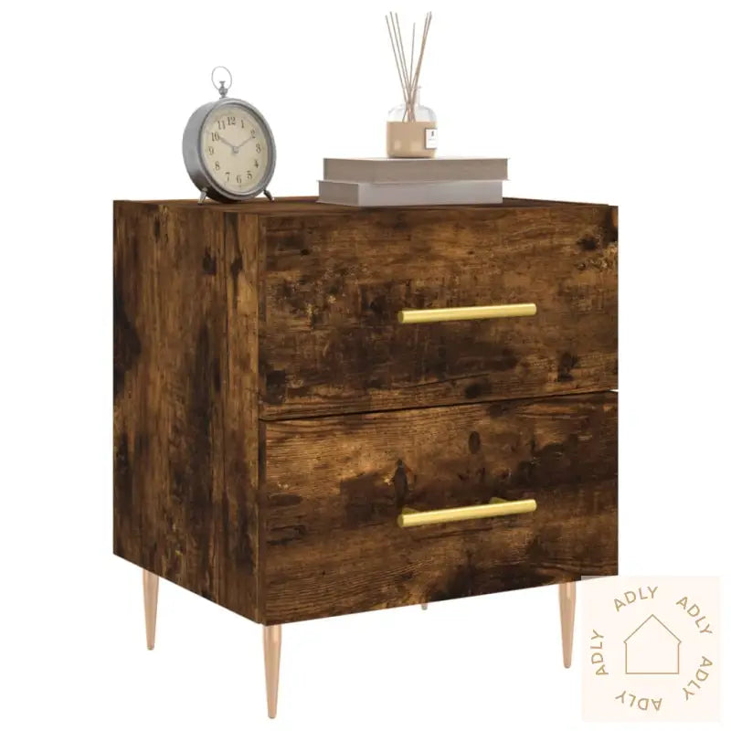 Nattbord 2 Stk Røkt Eik 40X35X47,5 Cm Konstruert Tre