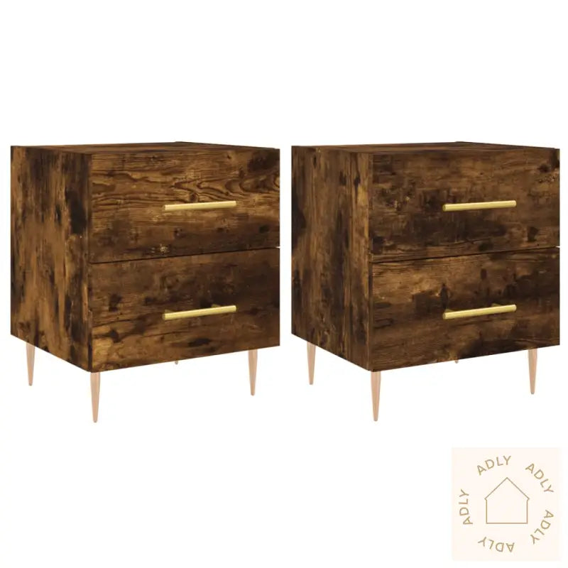 Nattbord 2 Stk Røkt Eik 40X35X47,5 Cm Konstruert Tre