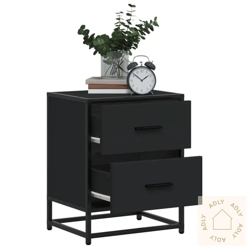 Nattbord 2 Stk Svart 40X31X50 Cm Heltre Furu