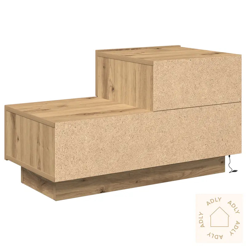 Nattbord Med Led-Lys I Artisansk Eik 100X36X49 Cm