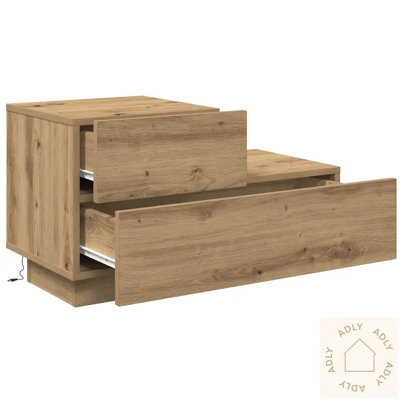 Nattbord Med Led-Lys I Artisansk Eik 100X36X49 Cm