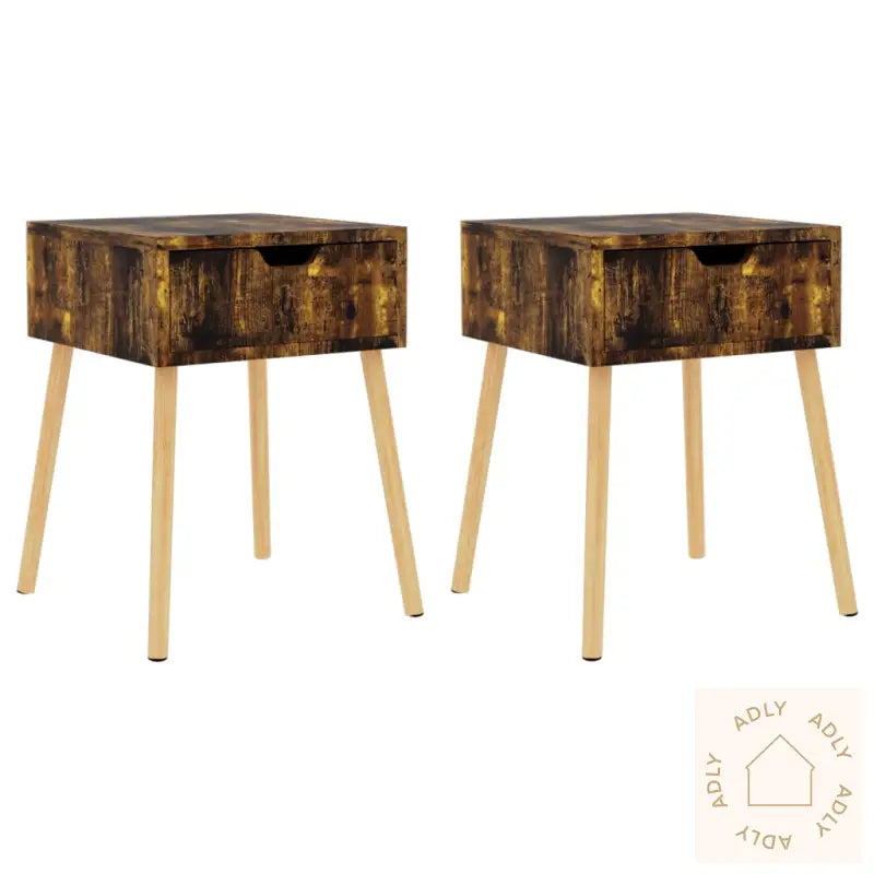 Nattbord 2 Stk Røkt Eik 40X40X56 Cm Konstruert Tre