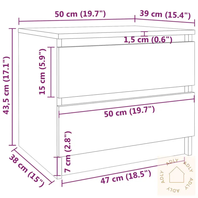 Nattbord Røkt Eik 50X39X43,5 Cm Konstruert Tre