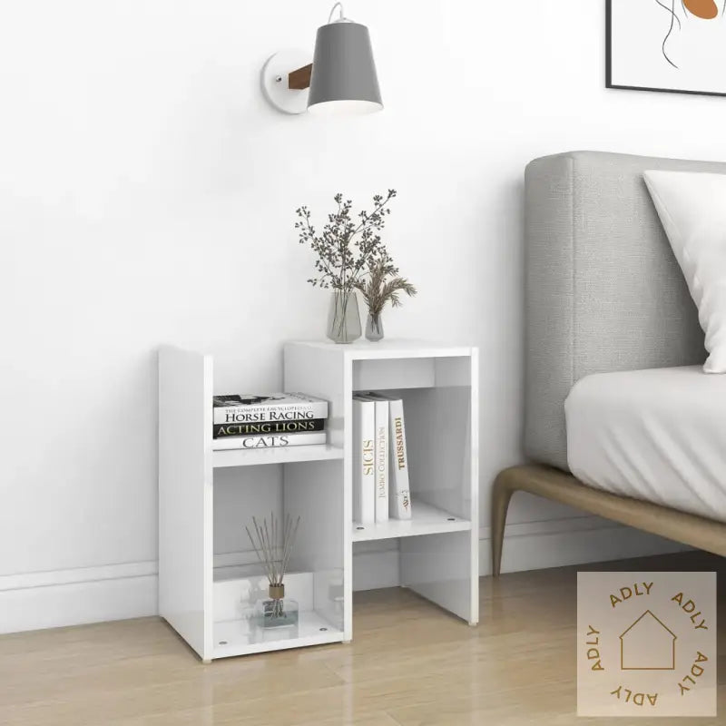 Nattbord 2 Stk Høyglans Hvit 50X30X51,5 Cm Konstruert Tre