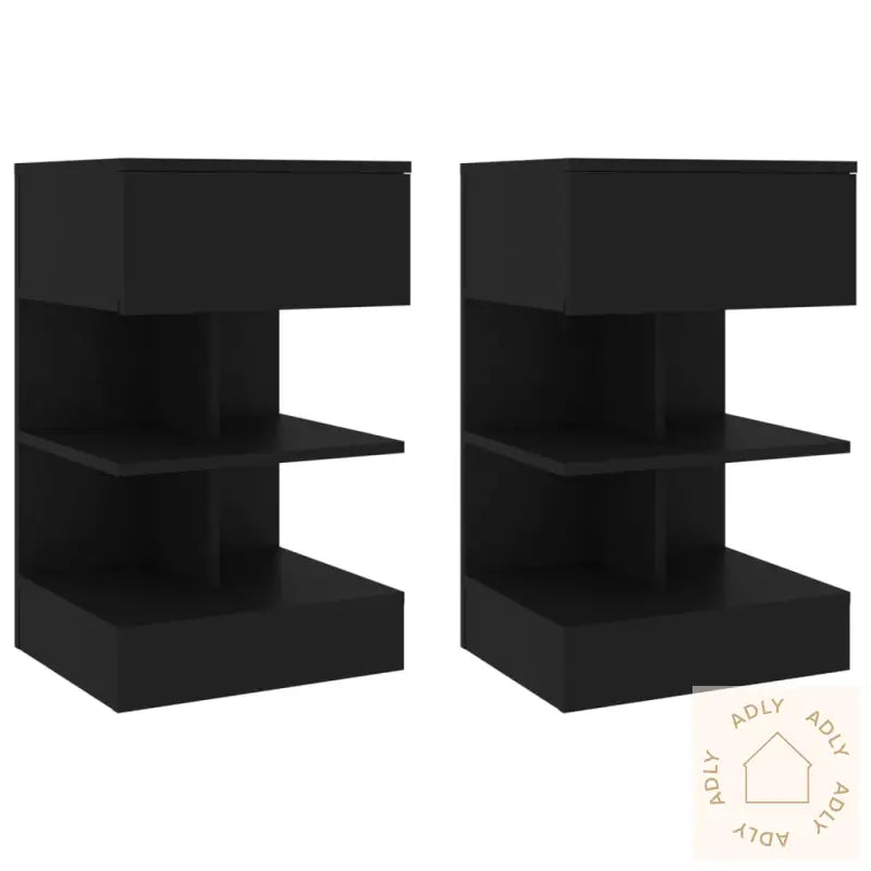 Nattbord 2 Stk Svart 40X35X65 Cm